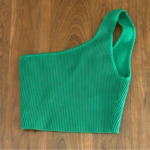 Babaton Vibrant Green Ribbed Crop Top